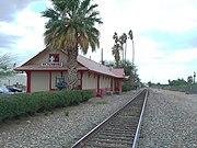 Santa Fe Railroad Depot built 1895 and located at 215 N. Frontier. The property now the offices for the local chamber of commerce and visitor's center. It was listed in the National Register of Historic Places in July 10, 1986. Reference number #86001588.