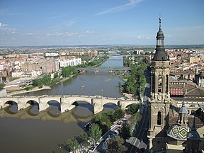 Die Ebro in Zaragoza, Spanje.