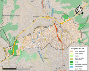 Carte en couleurs présentant l'occupation des sols.