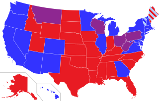 Map of the Senate composition by state and party, as of Jan 8, 2021