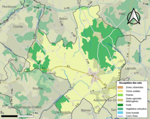 Carte en couleurs présentant l'occupation des sols.