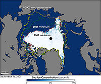 Image of Arctic shrinkage from Aqua observations