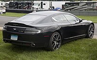 Rear three-quarters view of a black 2015 Rapide S.