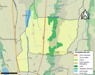 Carte en couleurs présentant l'occupation des sols.