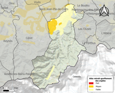 Carte des zones d'aléa retrait-gonflement des argiles.