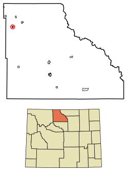 Location of Byron in Big Horn County, Wyoming.