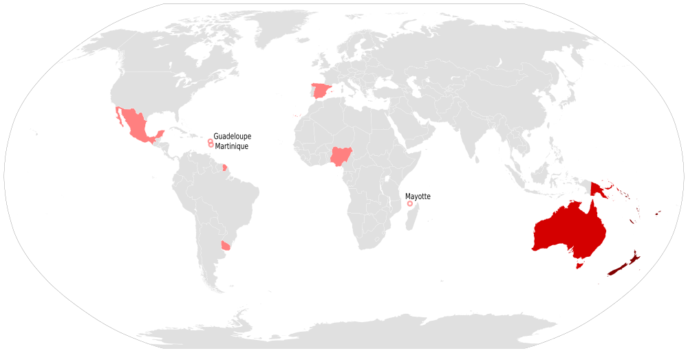 carte colorée du monde