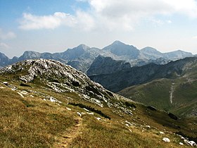 Le mont Bioč et son pic principal, le Veliki Vitao, au centre