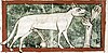 Lynx urinating, the urine turning to the mythical stone lyngurium. 13th-century English manuscript