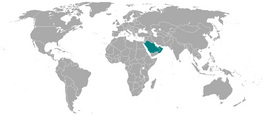 Map which highlights the nations within the Gulf Cooperation Council, or GCC