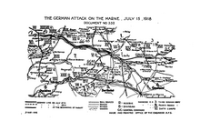 Disposition of German Forces for the final spring offensive, Marneschutz-Reims, 15 July 1918. Three days later the Allies counter-attack at Soissons began.