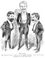 Image 1 Gilbert and Sullivan Image credit: Alfred Bryan Gilbert and Sullivan created fourteen comic operas, including H.M.S. Pinafore, The Pirates of Penzance, and The Mikado, many of which are still frequently performed today. However, events around their 1889 collaboration, The Gondoliers, led to an argument and a lawsuit dividing the two. In 1891, after many failed attempts at reconciliation by the pair and their producer, Richard D'Oyly Carte, Gilbert and Sullivan's music publisher, Tom Chappell, stepped in to mediate between two of his most profitable artists, and within two weeks he had succeeded. This cartoon in The Entr'acte expresses the magazine's pleasure at the reuniting of D'Oyly Carte (left), Gilbert (centre), and Sullivan (right). More featured pictures