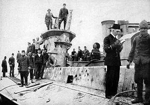 Wreck of the E15 inspected by Turkish and German personnel.