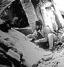 Osman Hamdi Bey excavating at the archaeological site in Mount Nemrut