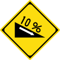 Steep descent (10%, 1:10)