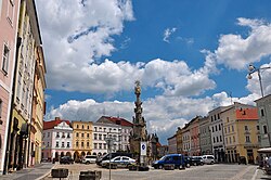 Míru Square with the Holy Trinity column