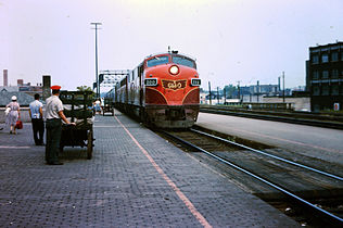 A Gulf, Mobile, & Ohio train at Joliet, Illinois (August 1963)
