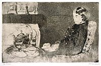 Lydia at Afternoon Tea (softground and aquatint, c. 1883), Los Angeles County Museum of Art.