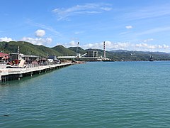 Naga City Cebu coast with rolling hills and power plants