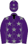 Purple, grey stars on body and cap