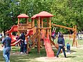 Playground slides at Zrinski Park in Čakovec, Croatia