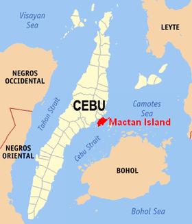 Situation de l'île de Mactan dans la province de Cebu.