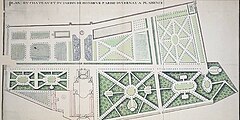 Plan au sol représentant le château et les jardins de Plaisance à Nogent-sur-Marne.