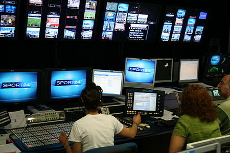 The production control room for Sky Italia's news channel Sky Sport24 (August 2008).