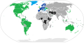 Mappa del mondo con i paesi aderenti allo Spazio Schengen