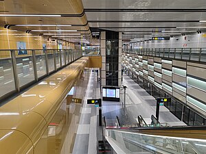 Platforms of Bayshore MRT station, the current eastern terminus of the line