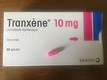 Boîte de Tranxène 10 mg en France.