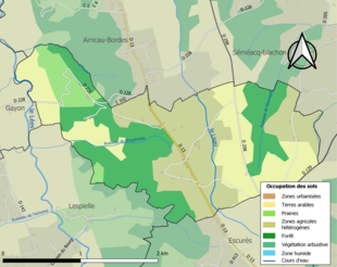 Carte en couleurs présentant l'occupation des sols.