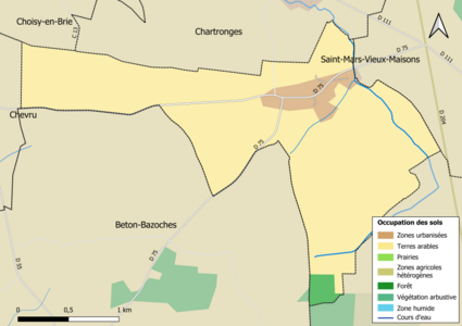 Carte des infrastructures et de l'occupation des sols en 2018 (CLC) de la commune.