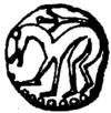 The beast symbol used on Aldfrith's coinage.