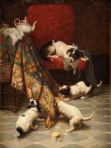 Puppies by Carl Reichert (1836–1918)