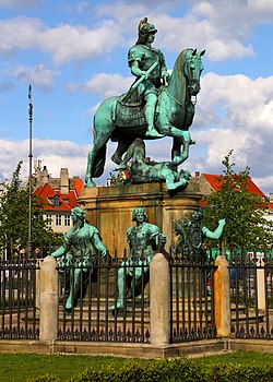 The equestrian statue of Christian V in Kongens Nytorv, Copenhagen