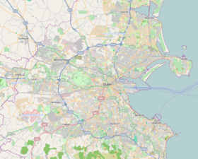 Map of Dublin with the three League of Ireland First Division Dublin teams