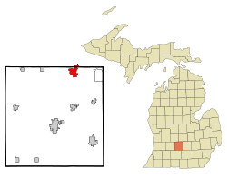 Location of Grand Ledge in Eaton County, Michigan