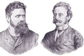 Retratos de los arquitectos Ferdinand Fellner y Hermann Helmer.