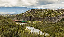 Railway crossing the Bernard Lake, BC.