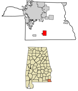 Location of Cottonwood in Houston County, Alabama.