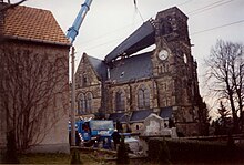 Bergung der Turmspitze nach dem Orkan