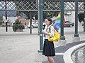 Lynn Strachan, Barrie City Councillor (2003-2014), at the pride flag raising in 2010