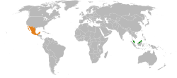 Map indicating locations of Malaysia and Mexico