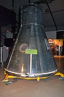 Spacecraft #2, used on both the MR-1 and MR-1A flights, on display at NASA Ames Exploration Center