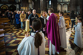 Messe des Cendres en l’église Saint-Pierre-le-Jeune de Strasbourg, le 5 mars 2014.