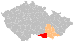 Location in the South Moravian Region within the Czech Republic