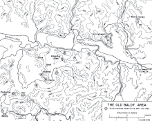 A topographic map showing a series of hills surrounded by defensive perimeters.