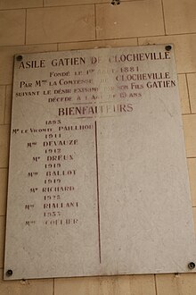 Fondé le 1er août 1881 par Mme la Comtesse de Clocheville suivant le désir exprimé par son fils Gatien décédé à l'âge de 19 ans.