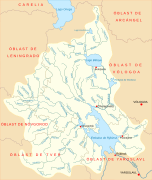 Yaroslavl en un mapa del embalse de Ríbinsk